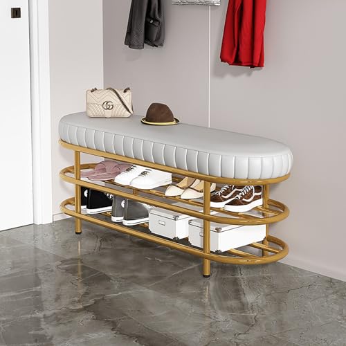 Banc à chaussures 3 niveaux avec coussin 80 cm pour entrée - 4