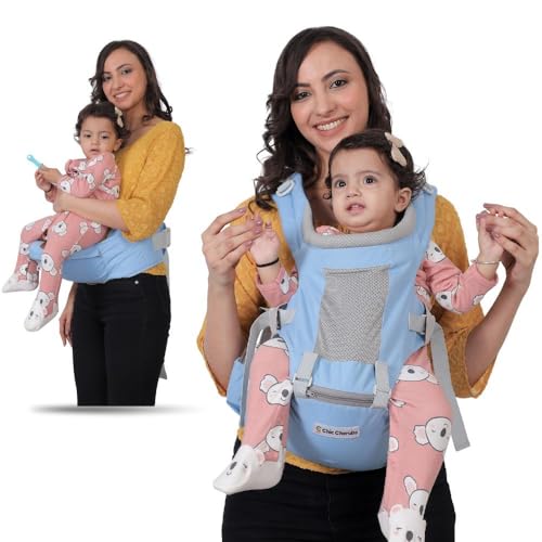 Image of Baby Carrier with Hip Seat, Ergonomic 4 in 1 Carrier Positions, Newborn to Toddler Adjustable Baby Carrier for 4-36 Months, Comfortable Padded Straps, Supports Up to 15 kg (Sky Blue)