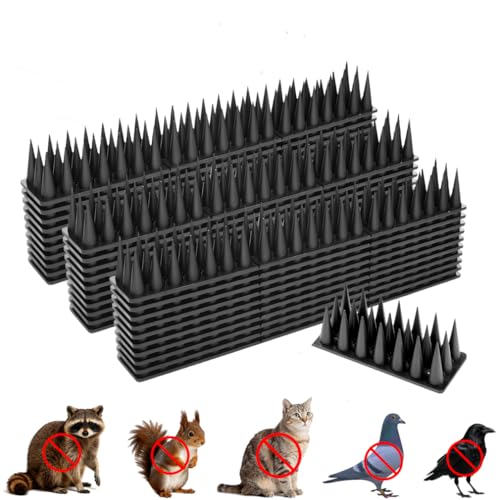 PestFlee Bird Spikes, 30 Pack Pigeon Cat Squirrel Raccoon Animal Deterrent Spikes Anti-Climb for Outside Anti-Animal Defender Spikes to Keep Birds Away, Black