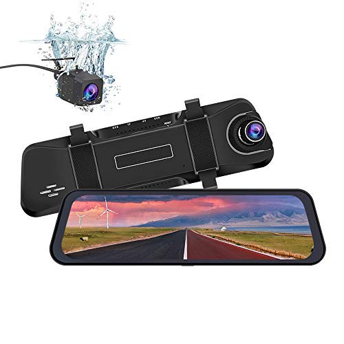 Cámara de salpicadero Freeauto de 10 Pulgadas, Pantalla táctil Full HD, grabadora de vídeo para Coche con visión Nocturna, Modo de estacionamiento, Sensor G, grabación en Bucle.