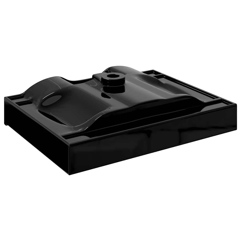 Lavabo di lusso in ceramica, rettangolare, nero, 60 x 46 cm, con foro per rubinetto, da incasso e sospeso, per bagno, WC degli ospiti, ristrutturazione e ristrutturazione
