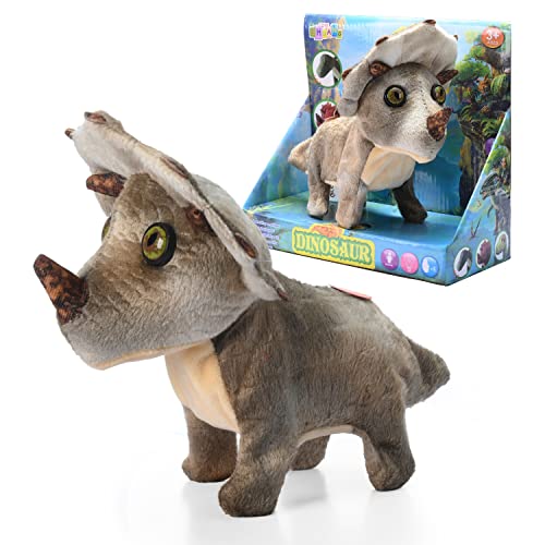 Volunna Walking Interactive Robot Triceratops Dinosaur Plush Toy With Lights And Sounds Electronic Stuffed Animal For Kids Children Toddler Birthday Gifts (Triceratops-Brown ) #TOP10