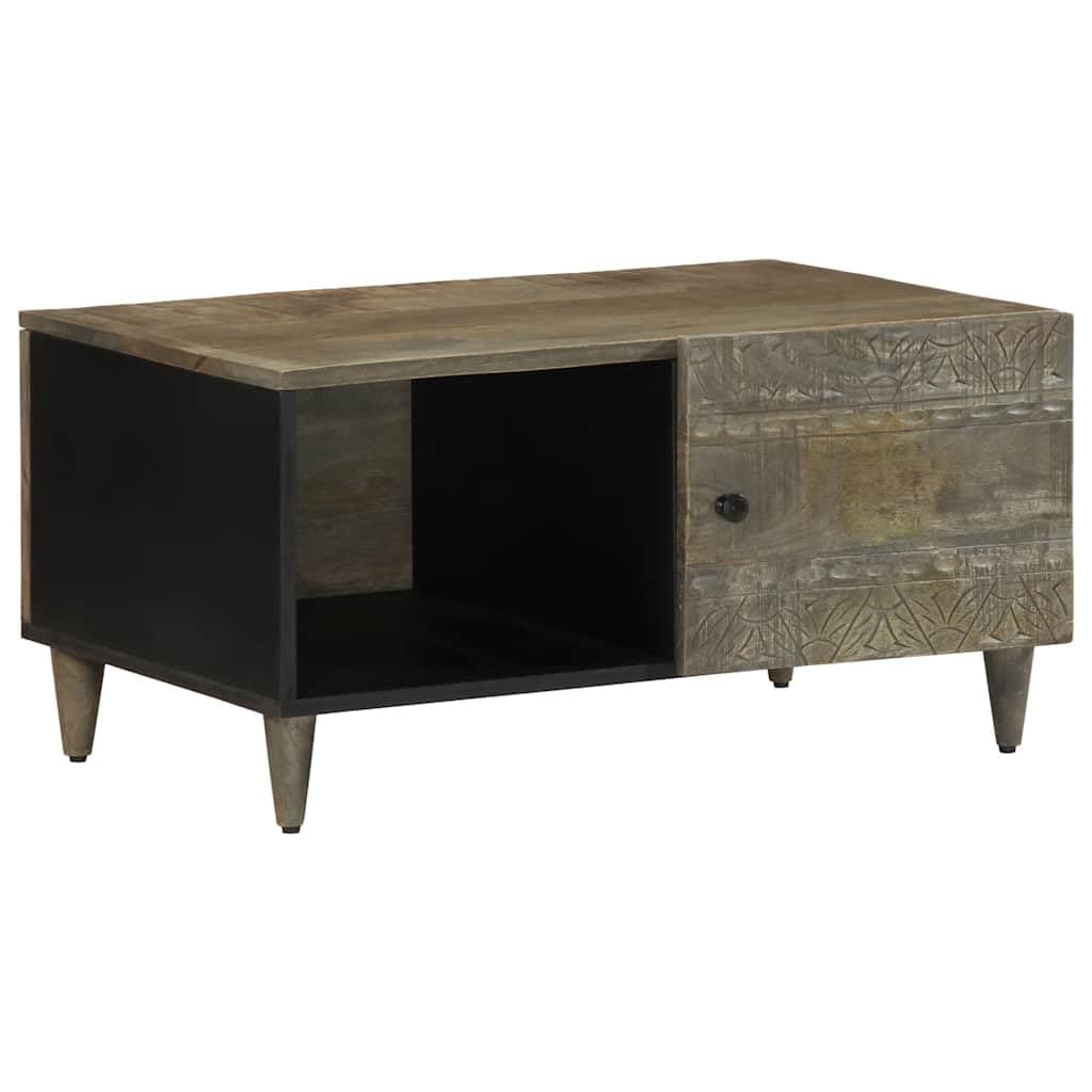 Table basse en bois gris clair pour optimiser l'espace de votre canapé