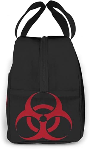 Miniatura 3 de Red Symbol Biohazard - Lonchera térmica portátil con aislamiento radiactivo, con bolsillo frontal, reutilizable, a prueba de fugas, para mujeres,