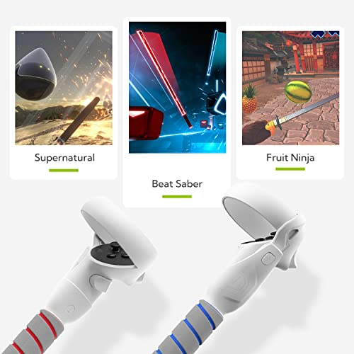 ZYBER Dual Griffe Verlängerungsgriffe für Oculus Quest 2 Zubehör, Griffbefestigung VR Golf Club Adapter Kompatibel mit Meta Quest 2, Handles Extension Grips für die Beat Saber Gorilla Tag Spiel – Bild 6