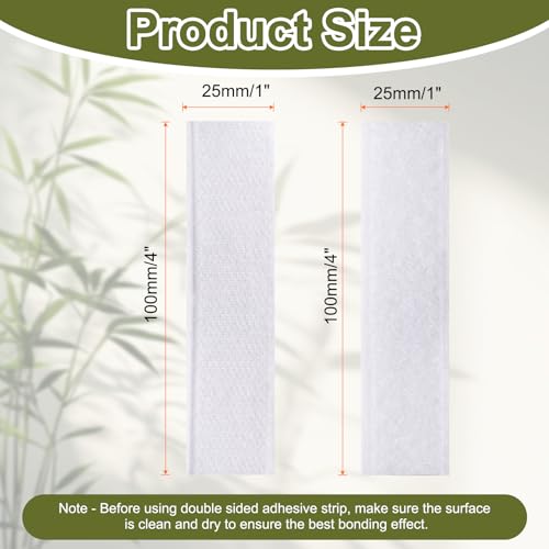 Image of HARFINGTON 48set Hook and Loop Strips with Adhesive 1 inchx4 inch Double Sided Hook and Loop Tape Nylon Self Sticky Fastener for Home Office Car, White