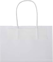 Vista 6 de bagmad Paquete de 100 bolsas de papel kraft blancas medianas resistentes con asas a granel, bolsas de regalo gruesas de 8 x 4.75 x 10 pulgadas
