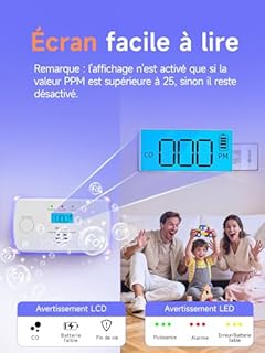 Heiman Détecteur de Monoxyde de Carbone Détecteur de CO avec Batterie échangeable et Bouton de Test et Voyant d'état LED, Capteur 10 Ans