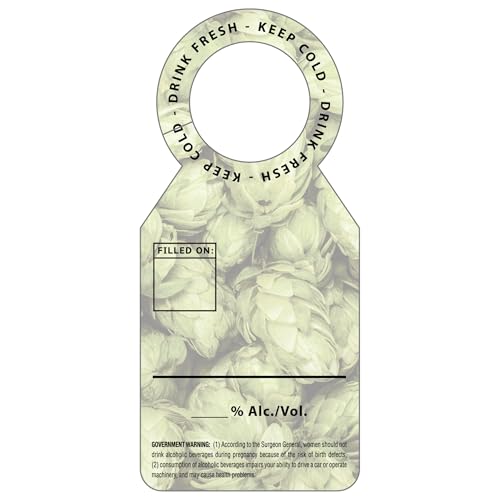 100 Pieces Beer and Alcohol Growler Tags with Government Warning – 5.5 x 2.5 Inch Paper Hanging Labels, Double-Sided Reusable Fill-in-The-Blank Neck Tags for Kegs, Home Brewing, Bars and Breweries