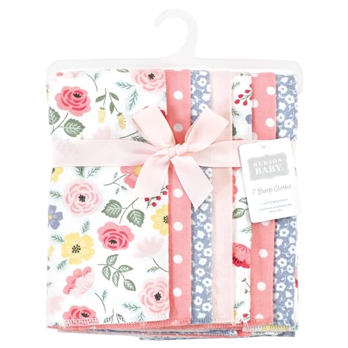Image of Hudson Baby Unisex Baby Cotton Poly Flannel Burp Cloths, Modern Botanical 7 Pack, One Size