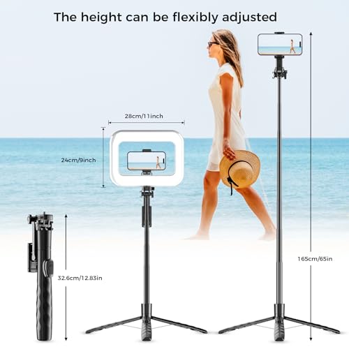 Phone Tripod with Rechargeable Light, Portable Selfie Stick & Phone Stand — view 2