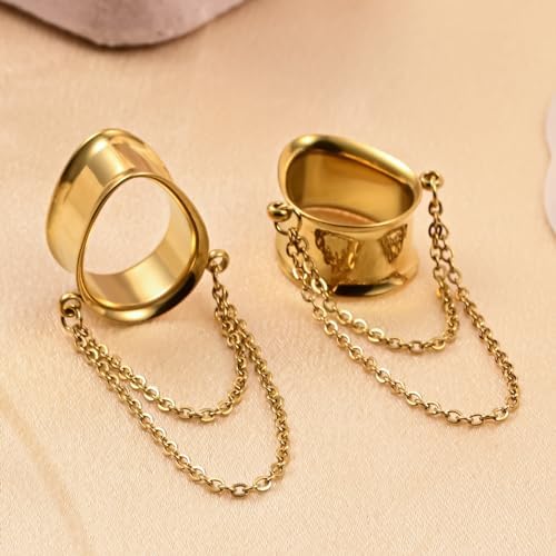Vankula Oortunnel met hanger, 4 stuks, doe-het-zelf double flared flesh plug, roestvrij staal, voor mannen en vrouwen, oorpiercing, uitgerekte sieraden, 6 mm tot 22 mm, 25mm(1), Metaal