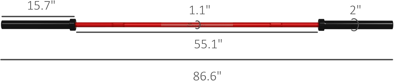 Soozier 7.2ft Barbell Bar, 2 Inch Weight Bar, 44 lbs with Rotating Sleeves and Non-Slip Knurling Grip, 1500lbs Weight Capacity for Weightlifting & Strength Training