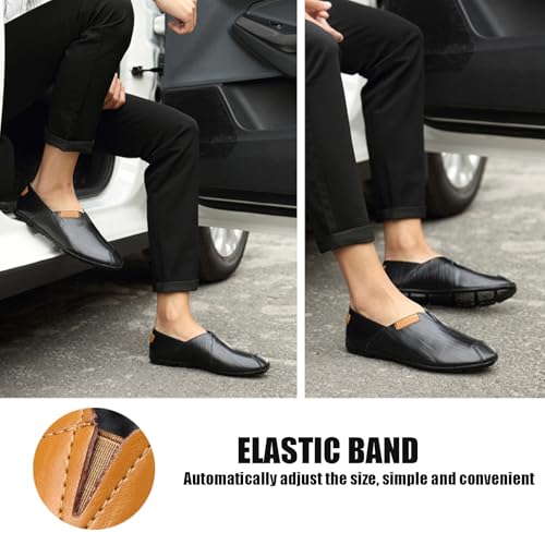 Men's Hand-Sewn Genuine Leather Slip on Penny Loafers Lightweight Non Slip Soft Bottom Driving Business Work Casual Shoes4