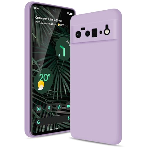 Btstring Hülle für Google Pixel 6 Pro Hochwertiges Silikon Case Ganzkörper Handyhülle mit Seidig-Weicher Berühren Kratzfestes Weiches Mikrofaserfutter (Helles Lila)