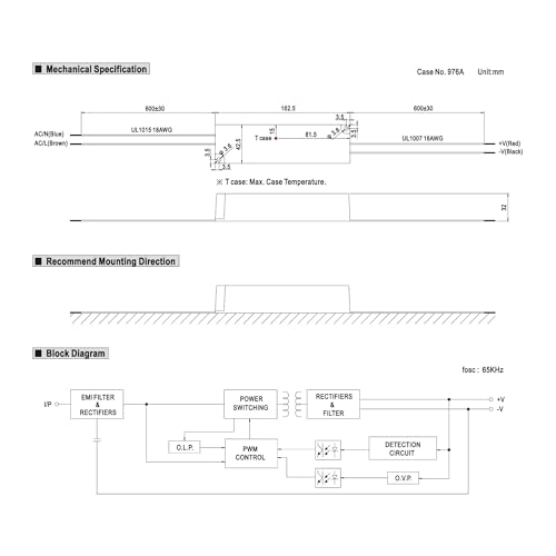LED Netzteil Trafo Mean Well LPV-60-12 Schaltnetzteil, 12V / 5A / 60W IP67 LED Transformator