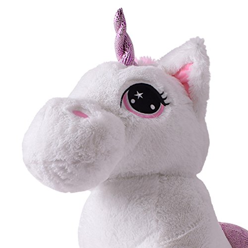 TE-Trend XXL Einhorn Kuscheltier 130cm weiß - Regenbogen Schweif und Glitzerhorn, EIN ideales Riesen Plüschtier für liebevolle Momente – Bild 8