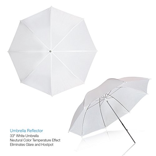 LimoStudio Photography Flash Cold Shoe Mount Adapter Bulb Socket, 33" White Umbrella Lighting Reflector, Tripod Photo Stand, Single Head Photo Bulb Socket, Hot Shoe Mount, AGG2789 - Thumbnail 2