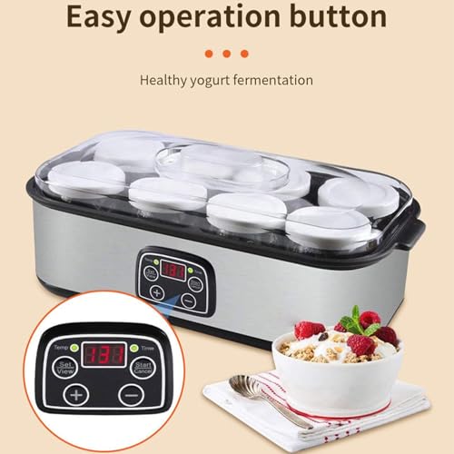 Automatic Yogurt Maker with 8 Glass Jars, Adjustable Temperature & Time Control, LED Display for Homemade Yogurt And Cheese, Perfect Kitchen Appliance for Healthy Living