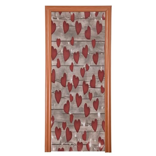 FLildon Cute Hearts Glitter Wood Valentine's Day Door Cover Decoration, Party Accessory Porch Decor for Festive Ornament Room Door Covers 32 x 79 Inch