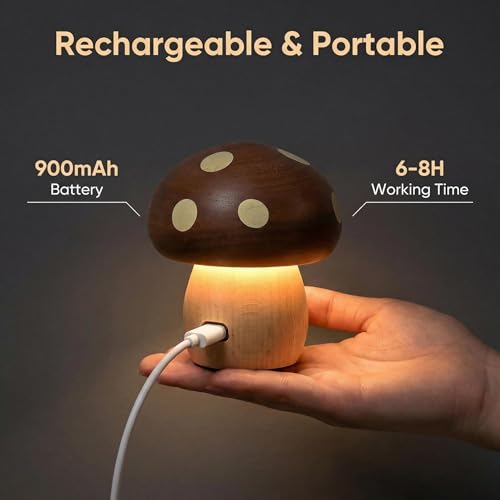 Moroommt Rechargeable Beech Wood Mushroom Night Light — view 6