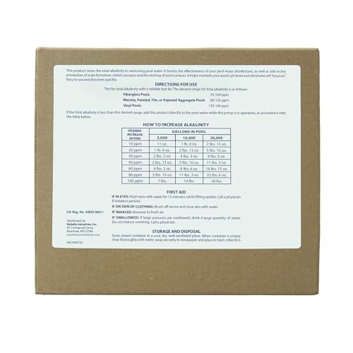 SpaChoice 20-Pounds Premium Alkalinity Up for Pools, Alkalinity Increaser for Swimming Pools, 100% Sodium Bicarbonate