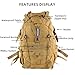 aiGear Tactical Backpack for Men, 25L Military Backpack, 3-Day Bug Out Bag for Camping Hiking Hunting with Molle System Army Daypack (25L Khaki)