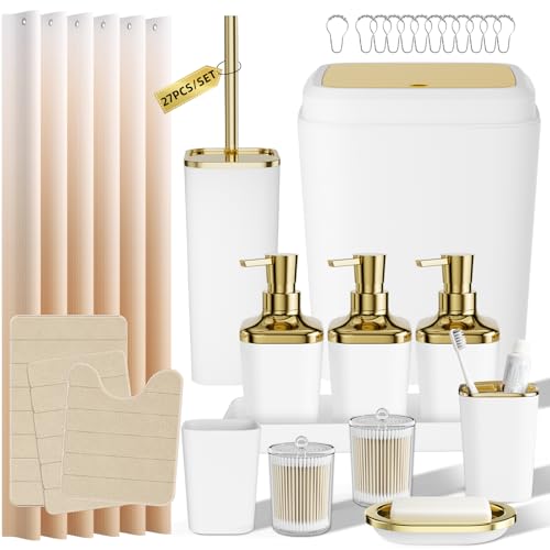 InnJoey Bathroom Set - 27PC Bathroom Sets with Shower Curtain