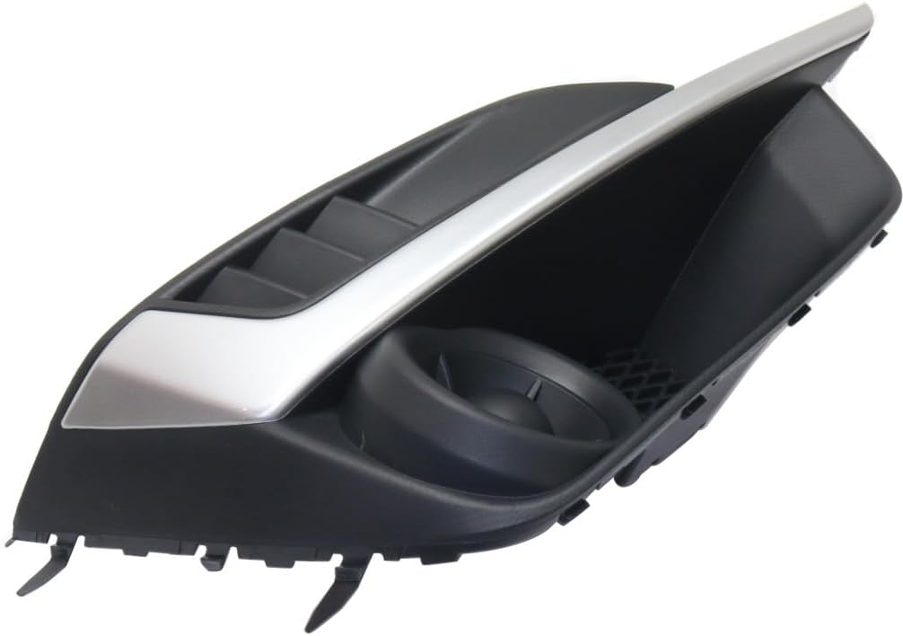 For Subaru Impreza 2015 2016 Fog Light Cover Passenger Side | Front | Made Of Plastic | Textured Black | With Painted Silver Molding | Sedan/Wagon | Replacement For SU1039111 | 57731FJ400, 57731FJ380