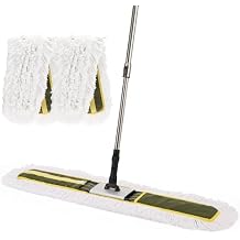 CLEANHOME 36" Commercial Dust Mop for Hardwood Floors, Tile, Laminate & Concrete - Heavy Duty Industrial Mop with Telescopic Handle, 2 Washable Microfiber Pads, Cleaning for Home, Warehouse, Office