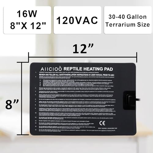 Image of Aiicioo Reptile Heating Pad - Hermit Crab Heater Heat Mat for Reptiles Snake Lizard Terrarium 16 Watt (Pack of 2)