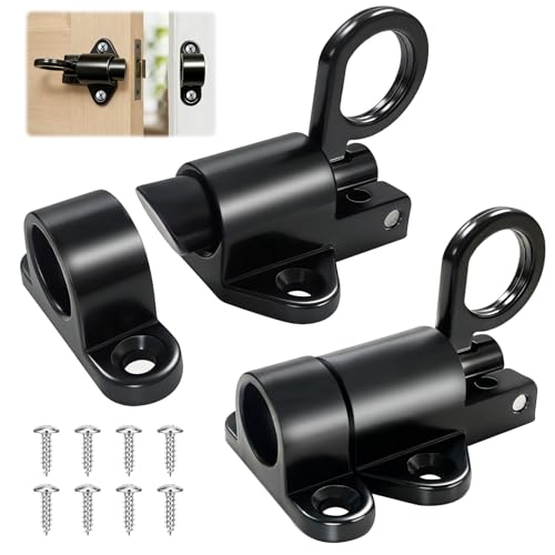 Chuanhylis Lot de 2 Verrou Porte Interieure, Targette de Porte, Loquets et Verrous de Portes avec Vis pour Portes D'armoire, Portes en Bois, Fenêtres, Placard (Noir)