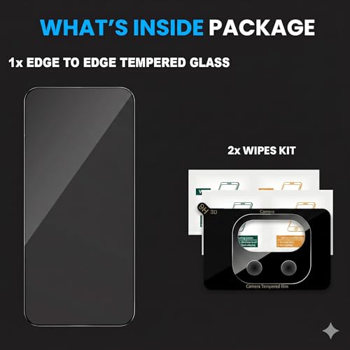 Image of ArmourPro Tempered Glass and Black Camera Lens Protector for OnePlus 13s, Edge to Edge Screen Guard, Anti-Bubble, Scratch Resistant, HD Clear, Anti-Fingerprint, Installation Kit | Black
