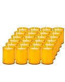 Sovie Refill Kerzen Orange 24 Stück - Kerze in Kunststoff-Hülle - ca. 24 Stunden Brenndauer - Kerzen Deko Innen & Außen - Schützt Glas & Dekoration