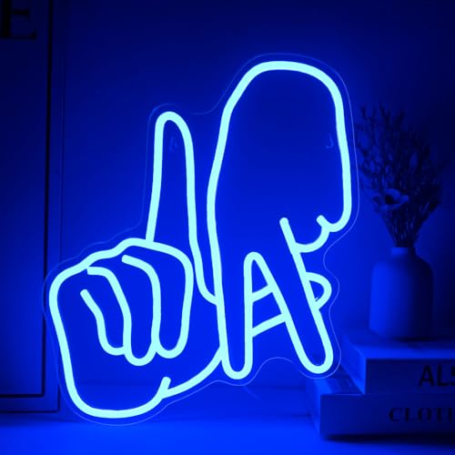 Image of Los Angeles Neon Sign for Garage Wall Decor LA Baseball Gesture Neon Lights for Man Cave Dimmable Baseball Team Logo Led Sign Bedroom Party Birthday Gift for Fans