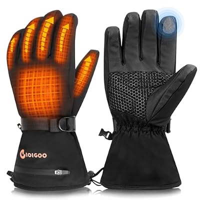 Heated Gloves for Men Women 7.4V 3200MAH Rechargeable Touchscreen Motorcycle Gloves Waterproof Electric Winter Thermal Glove Hand Warmer Snow Glove for Ski Hiking Skating Camping Outdoor Activities