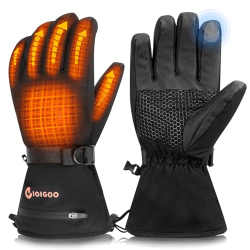 Rechargeable 7.4V 3200mAh Heated Gloves Waterproof Winter Warm Gloves for Motorcycle Riding Skiing Hiking Running Fishing Camping and Other Outdoor Winter Activities