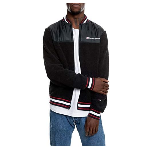 Champion LIFE Men's Sherpa Baseball Jacket, Black, Medium