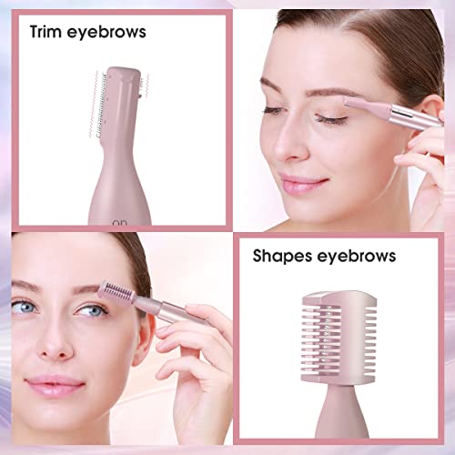Touchbeauty Eyebrow Hair Trimmer For Women, Painless Precision Eyebrow Shaper, Pen-Shaped Hair Remover Razor For Face Chin Neck, Upper-Lip, Peach-Fuzz Mini Sized Battery-Operated Rose Color 1658A #TOP3