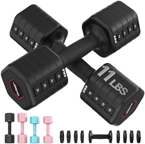 JOROTO 5-in-1 Adjustable Dumbbell Set, 8LB/11LB Pair Adjustable Weights for Wome