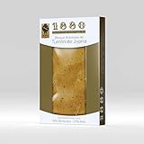 INGREDIENTES - Turrón elaborado elaborado siguiendo la receta originaria del S.XV. únicamnete con Ingredientes Nobles: almendra seleccionada (72%) y Miel de azahar de agricultores españoles (27%)