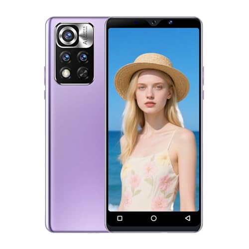 QrZrQ Smartphones Bon marché, 5,0 Pouces, Double Carte Double Caméra, Quad Core, ROM 16GB 【Extensible à 128GB】, Support GPS/WiFi/Bluetooth/FM, Téléphone déverrouillé par Le visag (Note11T-Purple)