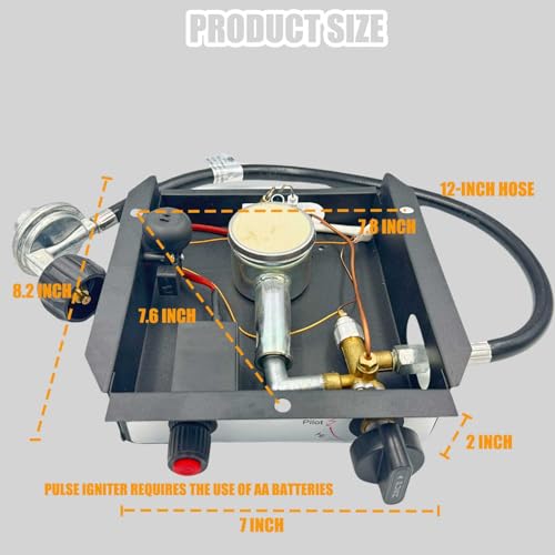 Patio Heaters Glass Tube Burner Module Replacement 47 000 BTU SGT Pattern Burner Replacement Parts with Regulator Valve Assembly Kit for Pyramid Square Glass Tube Patio Heater (3 Bolt Hole)