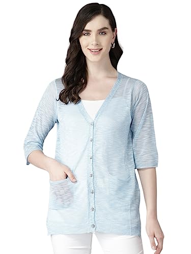 Image of Aarika Womens Sky Blue Color Nylon Shrug