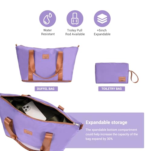 Image of Travelhouse 4 Piece Luggage Sets with Spinner Wheels, Hardshell ABS 6 peice Suitcase Set with Tsa Lock, Lightweight Hardside Travel Suitcases with Waterproof Duffle Bag for Men Women (PURPLE)