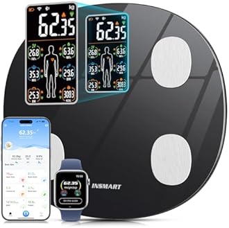 Scales for Body Weight, INSMART Updated Weighing Scales for Bathroom,Bluetooth Digital Smart Scales with Heart Rate,Heart Index & Body Balance Function for Fitness (180 Kg / 28 St / 396 Lb) (BLACK)