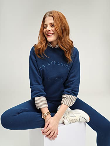 Image of CAVA Essential Sweatshirt for Women | Brushed Fleece, Round Neck, Full Sleeves, Ribbed Cuffs, Embroidery Detail | Cozy Loungewear & Travelwear