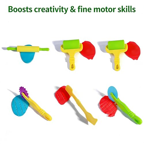 6-Piece Kids’ Dough Tool Set – Colorful, Child-Safe Modeling Clay Accessories for Small Hands - Thumbnail 4