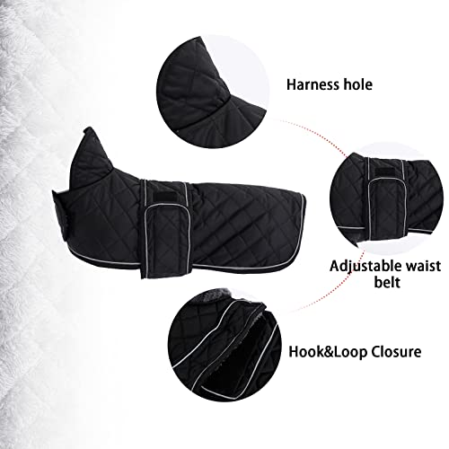 Warm Thermal Quilted Dachshund Coat, Dog Winter Coat With Warm Fleece Lining, Outdoor Dog Apparel With Adjustable Bands For Medium, Large Dog-Black-S #TOP1