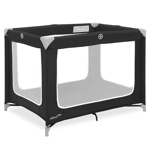 Image of Dream On Me Zoom Portable Playard in Black, Lightweight, Packable and Easy Setup Baby Playard, Breathable Mesh Sides and Soft Fabric - Comes with a Removable Padded Mat